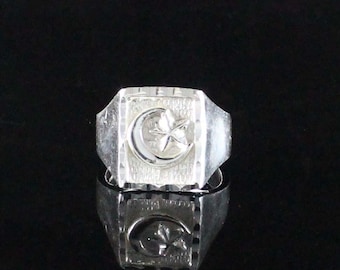 Moon and Star Men's Rings Handmade in 925 Sterling Silver - 3 different designs