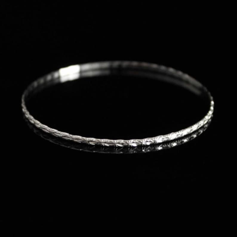 2mm Ultra Thin West Indian Bangle Jingle style with Diamond pattern Handmade .925 Sterling Silver SOLD INDIVIDUALLY image 2