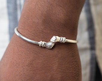 West Indian Bangle 090 plain Solid Fist Handmade in .925 Sterling Silver