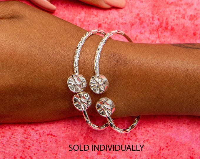 Caribbean Steel Pan Bangle Handmade in Sterling Silver with Diamante Pattern