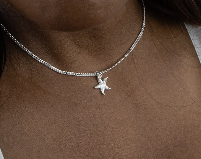 Caribbean Starfish Pendant with Chain in 925 Sterling Silver
