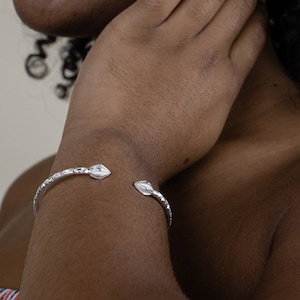 Cocoa Pod West Indian Bangle Calypso pattern Handmade in .925 Sterling Silver .110&quot; thickness