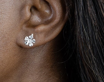 XSmall Hibiscus Stopper Stud Earrings in .925 Sterling Silver