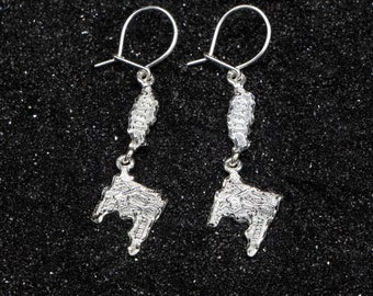 Trinidad & Tobago Map Earrings in .925 Sterling Silver