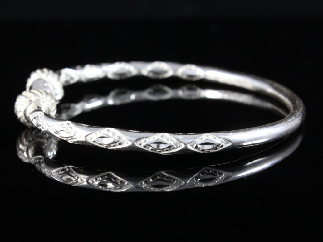 West Indian Bangle in .925 Sterling Silver Diamante Pattern - Etsy