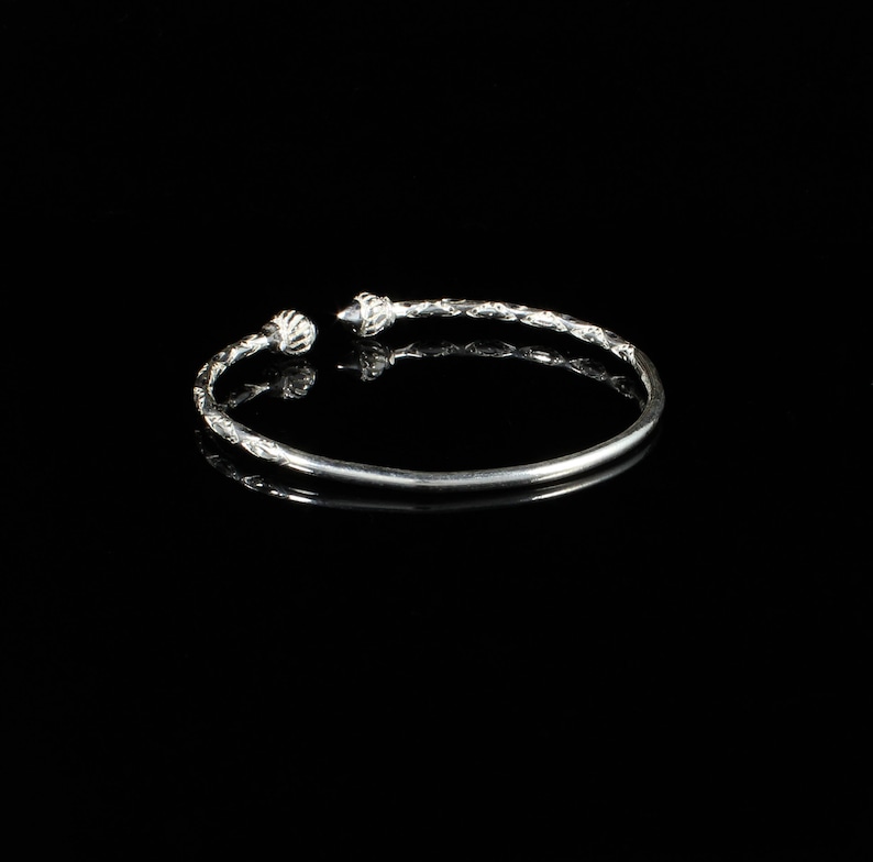 Baby and Child West Indian Bangle in .925 Sterling Silver Diamante pattern with Taj Mahal Ends with .110 thickness