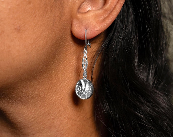 West Indian Steel Pan or Steel Drum Earrings in .925 Sterling Silver