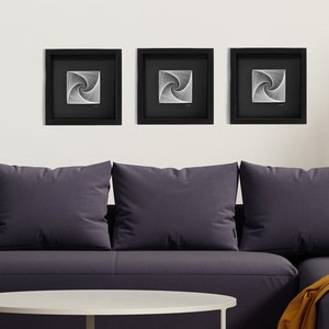3 Piece Black and White Quilling Wall Art, Minimalist Zen Wall Art for Studio Decor, Engineer, Lawyer, First Anniversary, 3D Origami Hanging