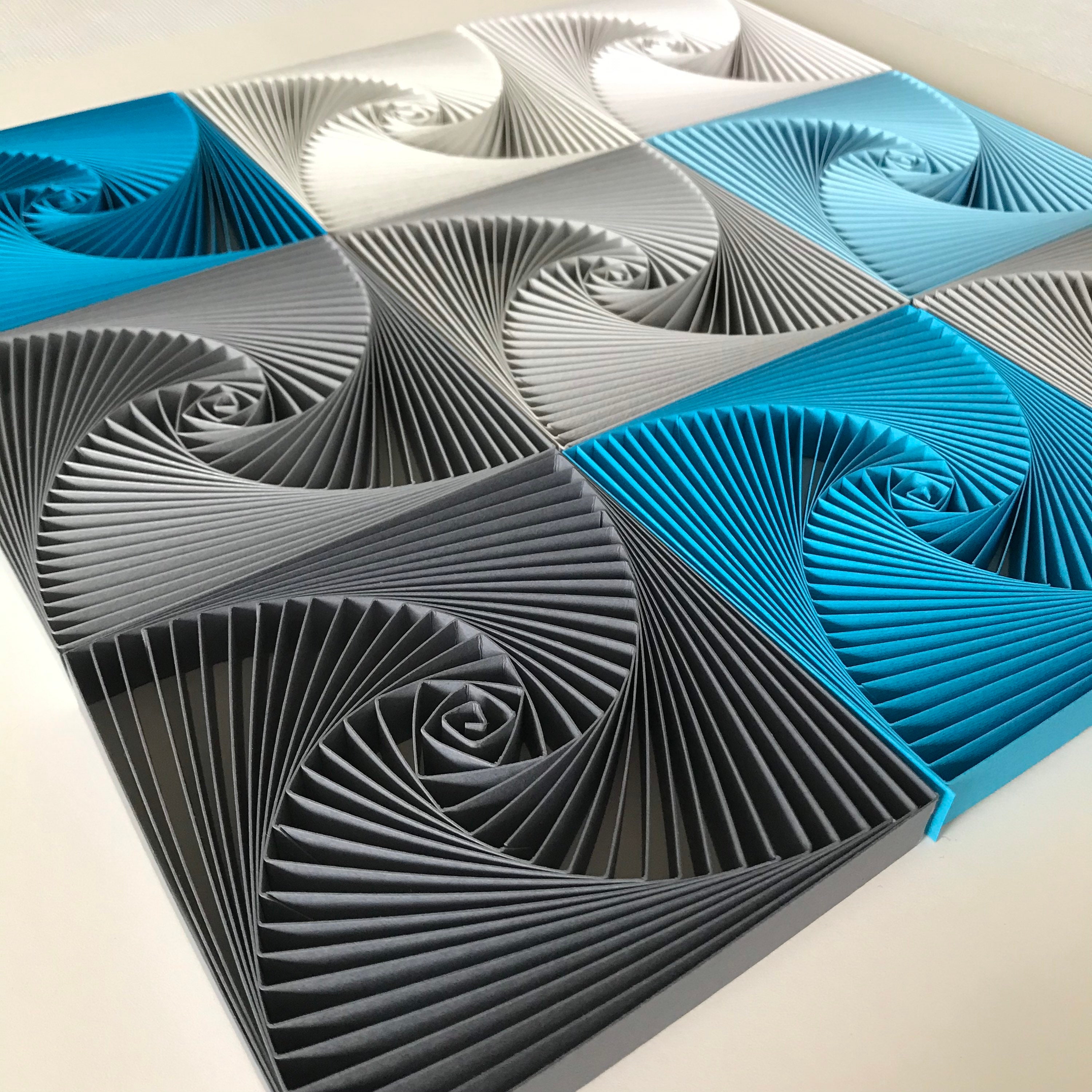 Large Wall Art Sculpture Blue and Grey Abstract Geometrical Minimal