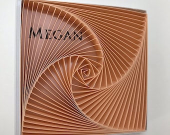Peach Home Decor with name “Megan” , Geometric Abstract, Minimal Design, Personalised 3D Wall hanging, Modern 3D Wall Art,