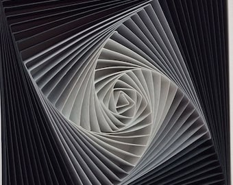 3D Origami Wall Art: Grey & White Square Paper Sculpture