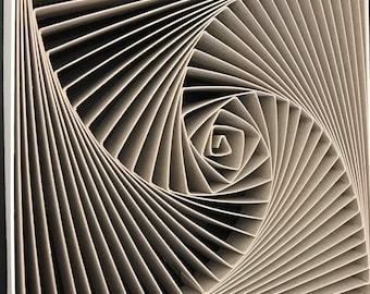 Arte mural abstracto en filigrana: Escultura de papel en espiral 3D