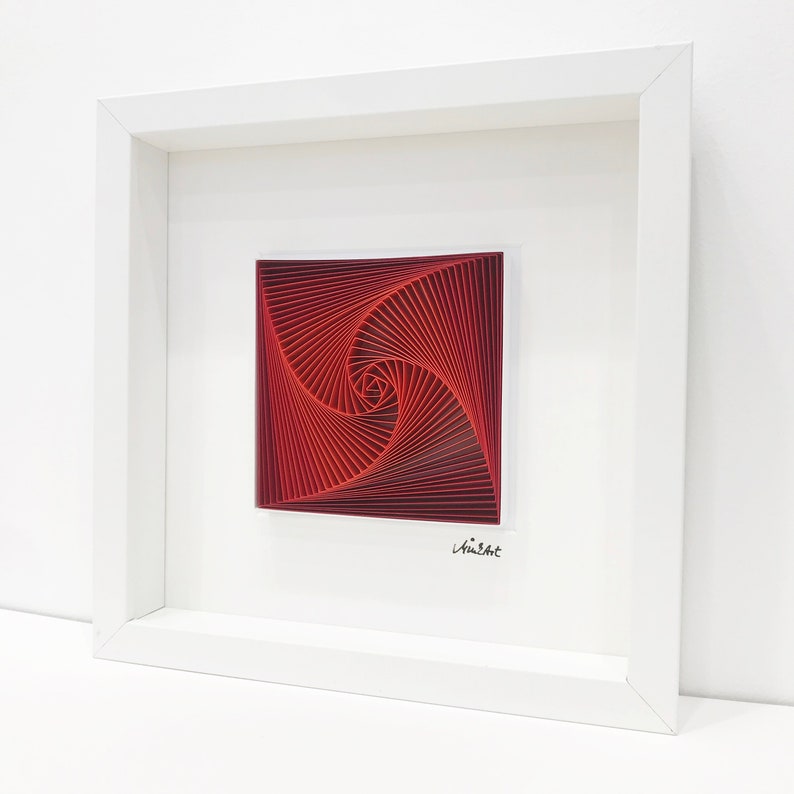 Abstract 3D Home Decor Red and White Wall Sculpture, Spiral & Square