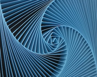 Arte mural en filigrana azul: escultura abstracta en espiral, decoración 3D moderna