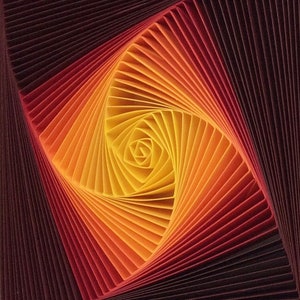 Geometric 3D wall art with vortex, Abstract Papercraft 3D home decor, Sunset wall sculpture, Home decoration in colors of sunset, Christmas
