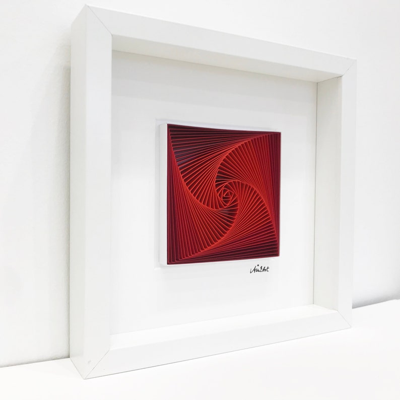 Abstract 3D Home Decor Red and White Wall Sculpture, Spiral & Square