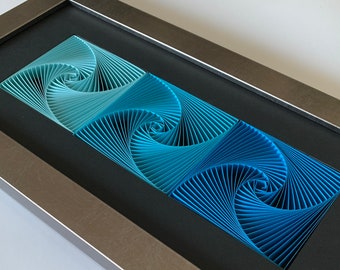 Laguna Beach 3d Spiral Artwork, Vibrant wall Art, Paper Sculpture Wall Hanging, Framed quill art, 3d Spiral wall Art for ocean lovers