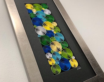 Arte mural colorido con la técnica de quilling • Escultura de papel 3D • Arte de origami con olas • Arte abstracto original en papel • Decoración moderna y contemporánea