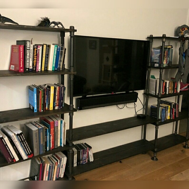 Style Entertainment Center Pipe Shelves Bookcase Image 0