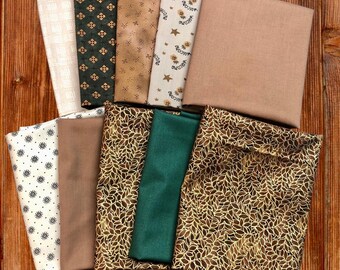 Braun und Elfenbein Fat Quarter Bundle | 10 Stück