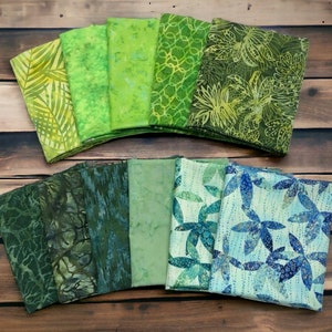 Batik Greens Charm Pack | Fat Quarter Bundle | Jelly Roll
