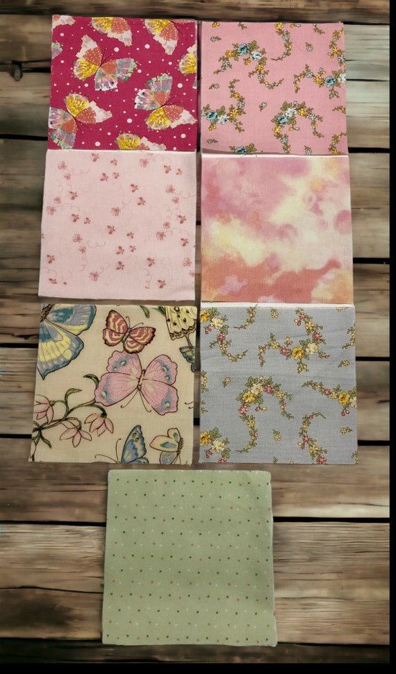 Quilt Charm Pack | Fat Quarter Bundle | Jelly Roll | Quilt Kit | Precut Fabric | Pink Butterflies