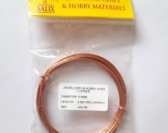 Bare Copper Round Wire | Dead Soft (0.8 mm) | 6 Metres Jewelry making