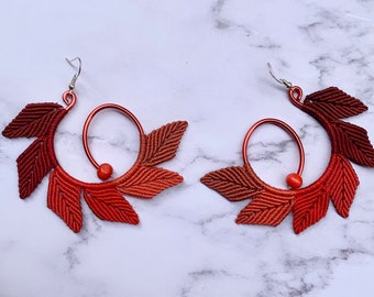 PASSION - Red Macramé Earrings / Nature Inspiration / Gift for Her / Micro Macramé / Macramé Jewelry