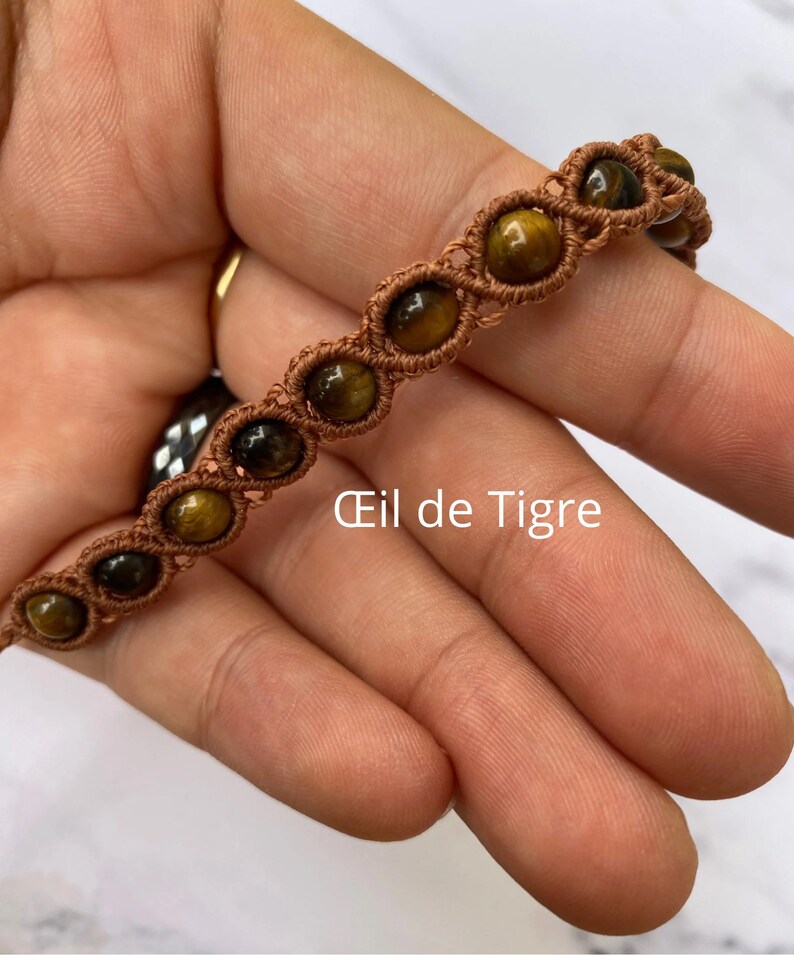 GEMS Macramé woven bracelets Semi Precious Pearl bracelets: Carnelian, Tiger's Eye, Turquoise Gift Idea image 9