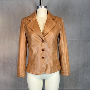 Vintage 1990s Buttery Soft Leather Western Women's Blazer/Jacket With Lacing Details