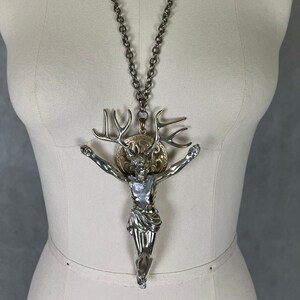 Not At All Subtle Silver & Gold Shaman Jesus Pendant Necklace for All of Your Spiritual Needs; The Bigger The Better