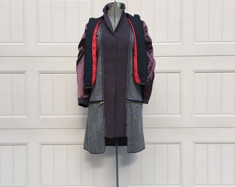 Deconstructed Hybrid "Trifecta" Coat - Mash Up of Vintage 80s Blazer, Vintage Coat Liner & Puffer Vest