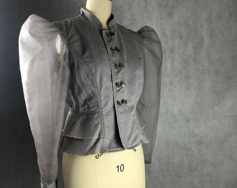 Deconstructed Military Mashup: Romantic Regency Jacket with Whimsical Tulle Sleeves