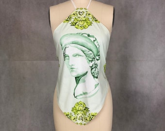 Klassische griechisch / römische Designer Statue Neckholder Top - Reversibel - Inspiriert von Designs des 21