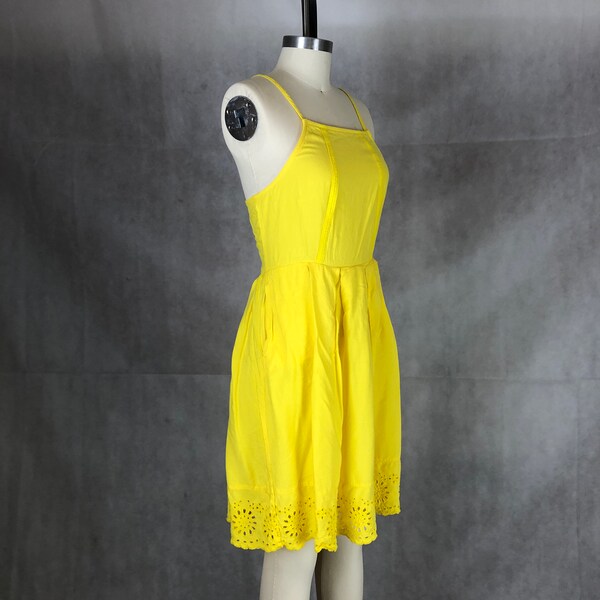 Upcycled Over Dyed & Heat Set Neon Yellow Cotton Eyelet Slip of a Dress