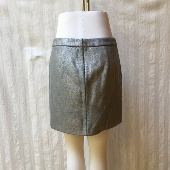 Vintage Silver Metallic Faux Leather Mini Skirt -… - image 4