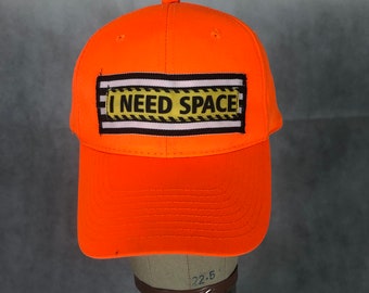 Upcycled Dog Walkers Blaze Orange Base Ball Cap - Because Humans Need Space Too!