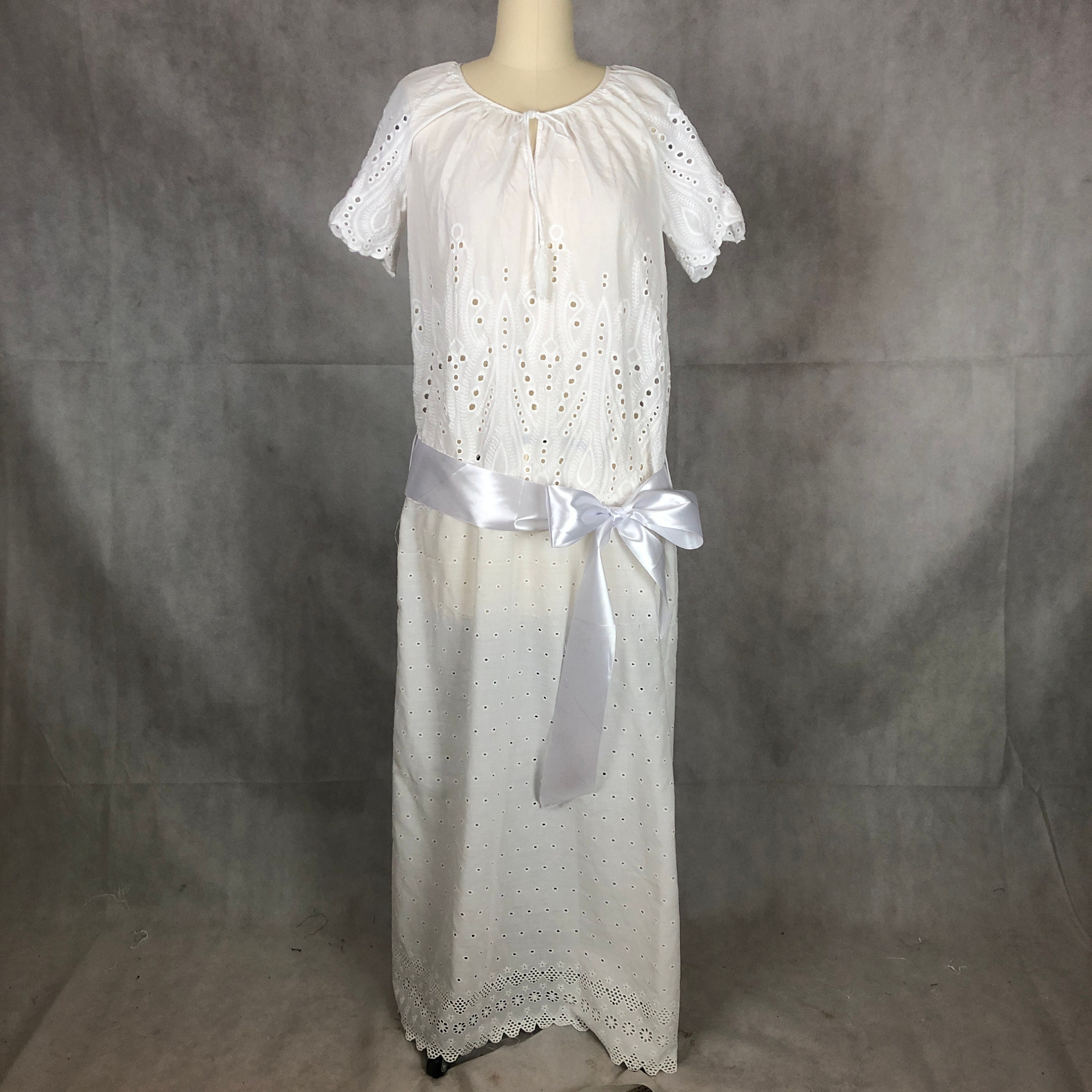 White Cotton Dress Drop Waist - Etsy White Cotton Dress Drop Waist - Etsy