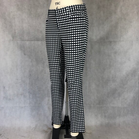 Vintage Stretch Black & White Checked Cigarette P… - image 3