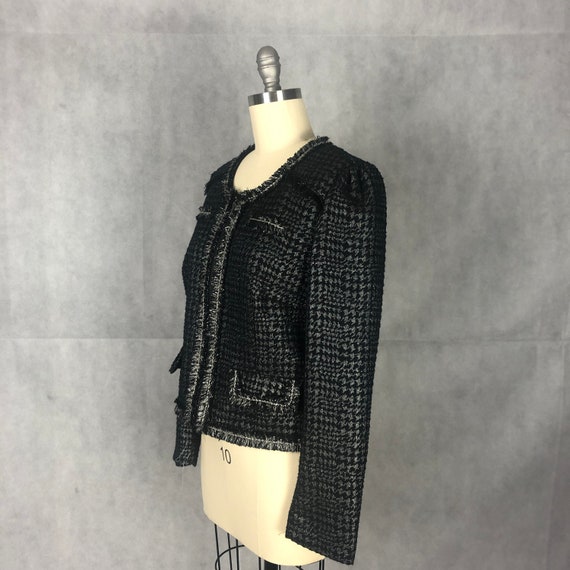 Vintage Black & Silver Metallic Houndstooth Class… - image 3