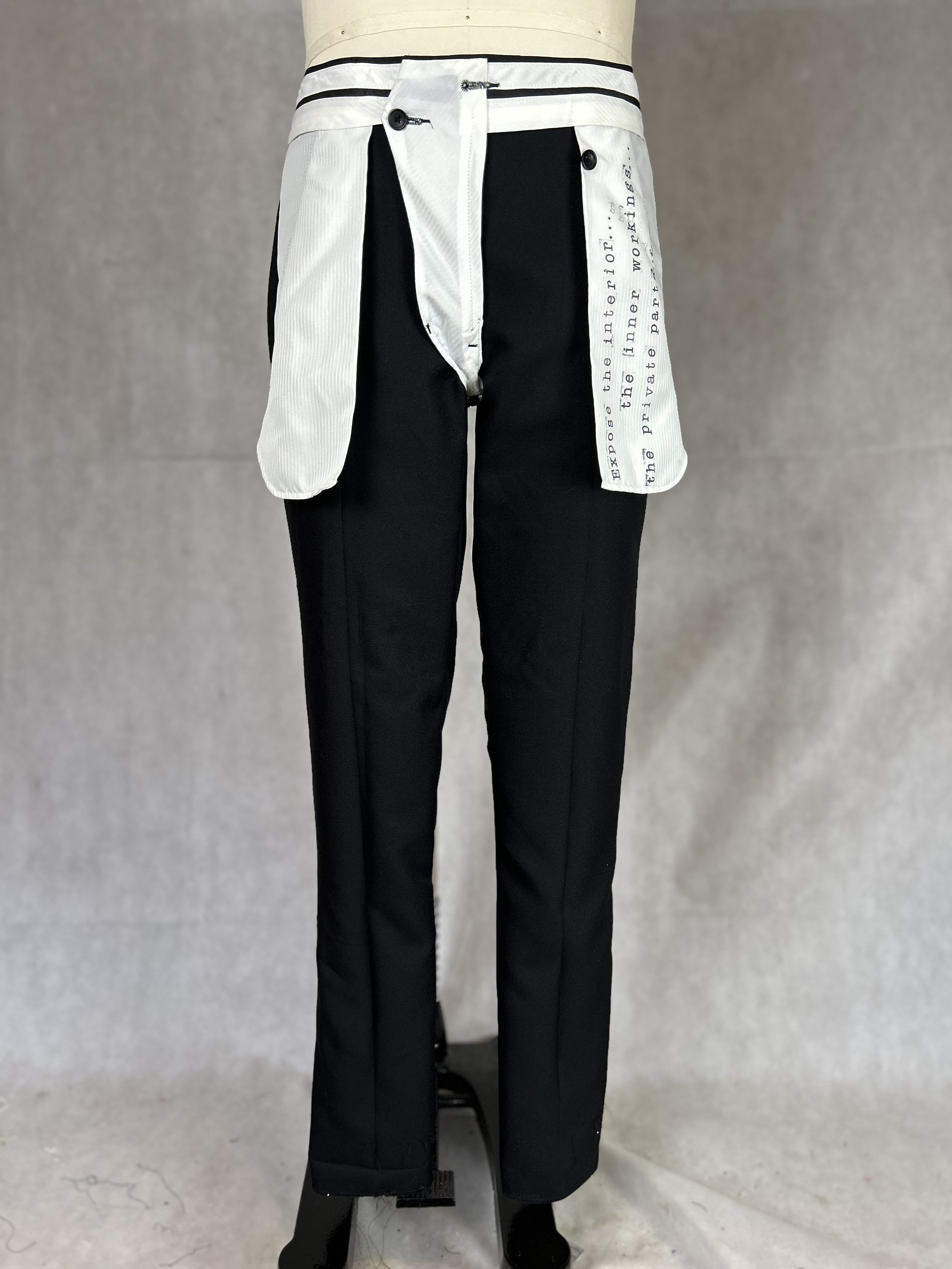 Expose the Interior Unisex Dress Pants - Interior Details are Featured in These Expertly Tailored Trousers with Hand Stamped Poem