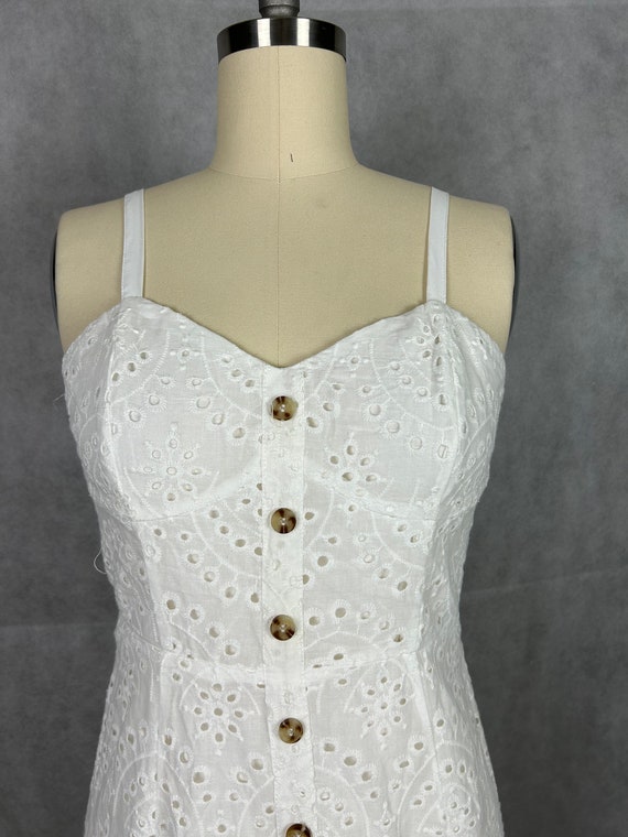Vintage Cotton Eyelet Sundress with Fitted Bustie… - image 7