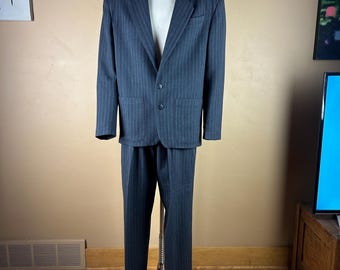 Amazing Vintage 1980s Young Man's  2 Piece Club Suit - Oversized 3 Button Jacket, Pleated & Pegged Pants
