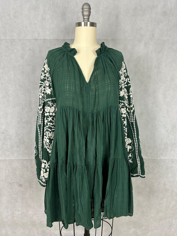 Vintage Classic Free People Hippie Chic Deep Gree… - image 2