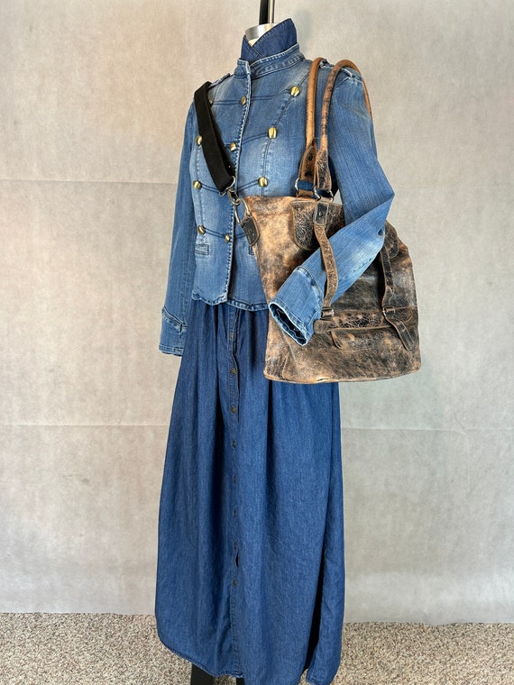 Vintage 80/90s Full Length Blue Denim Fitted Jean Dress With Button Front &  Embroidered Detail - Etsy