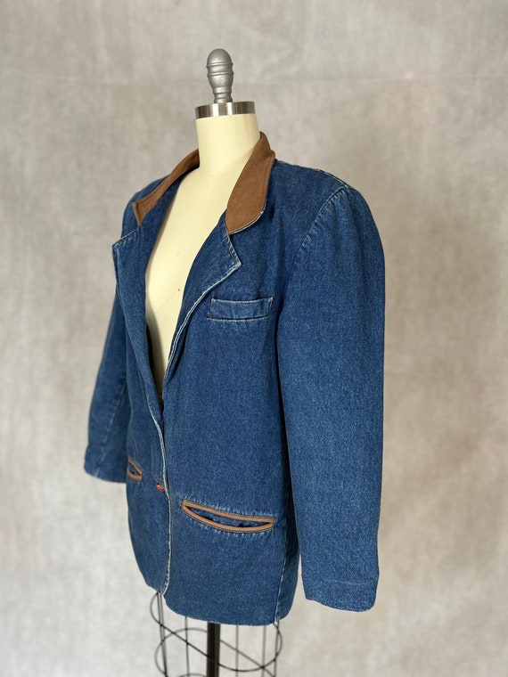 Classic 80s Forenza Flannel Lined Denim Jacket Wi… - image 4