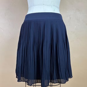 Vintage Designer Black Chiffon Accordion Pleated Skirt With Yoke - Fully Lined