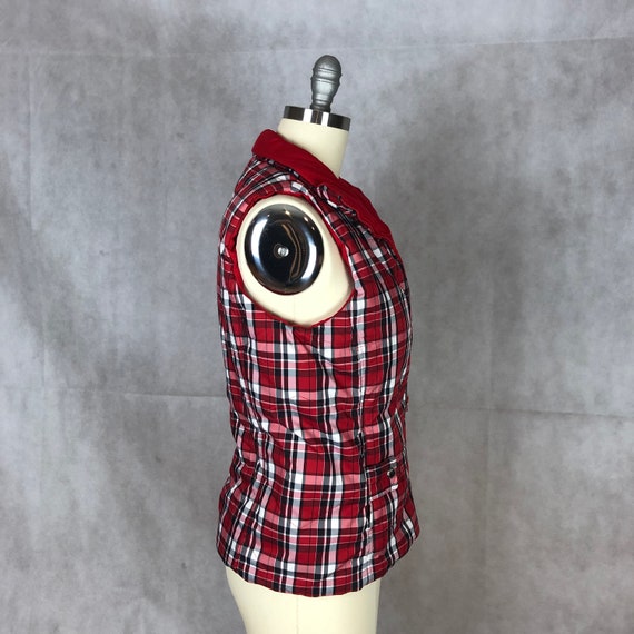 Vintage Reversible Solid Red/Red Plaid Puffer Vest - image 5