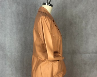 Vintage Peach/apricot Colored Fully Lined Leather Blazer/jacket