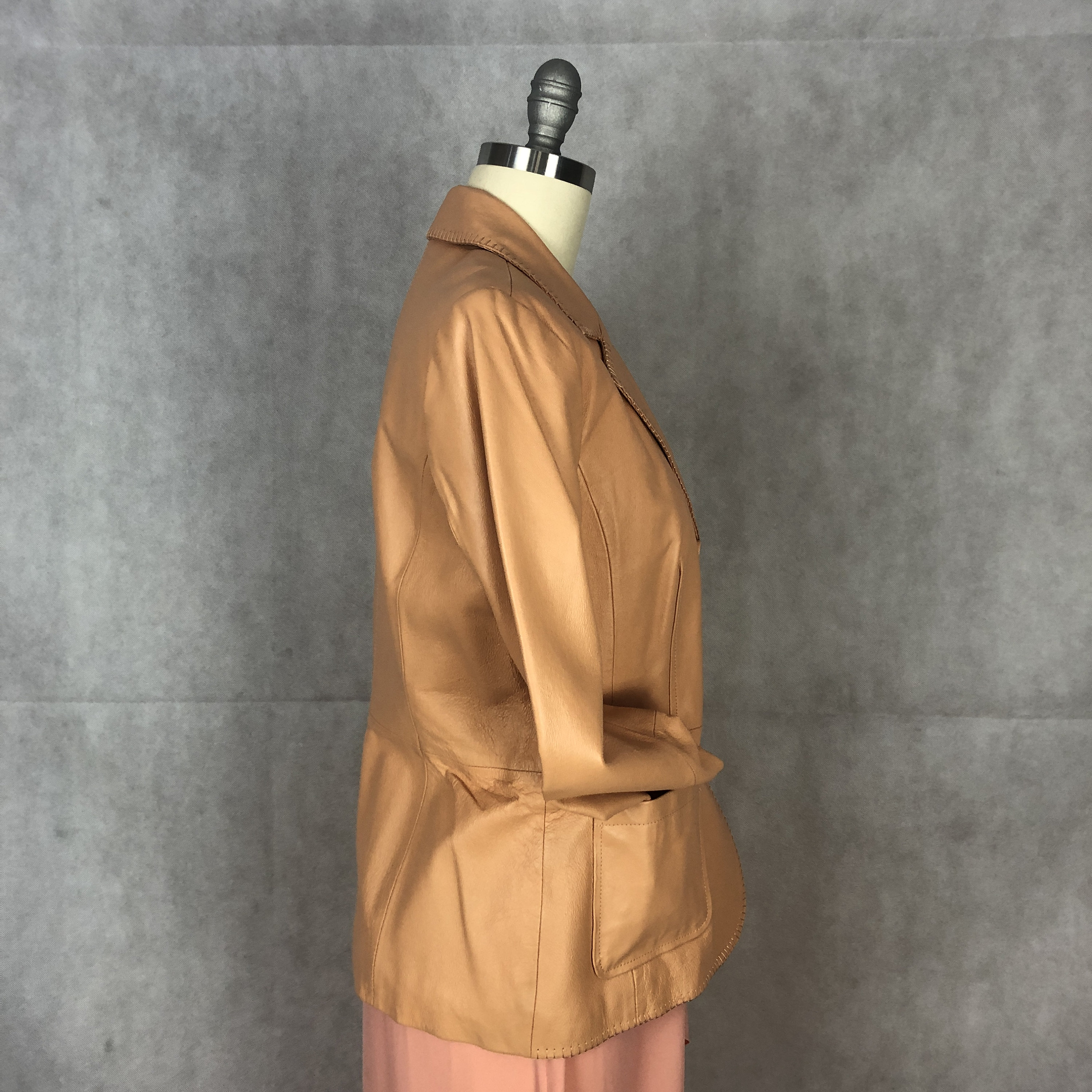 Vintage Peach/apricot Colored Fully Lined Leather Blazer/jacket